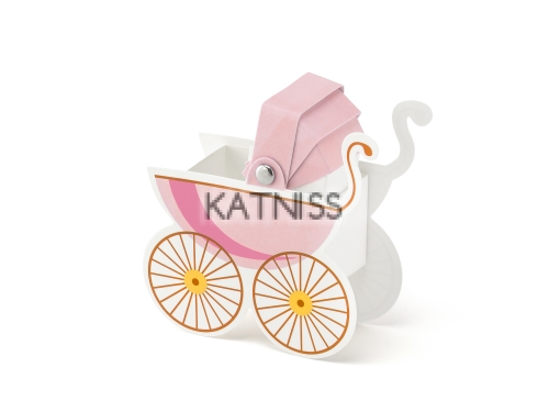 Кутии под формата на бебешка количка - розови - комплект от 10 броя / Baby Carriage Boxes - Pink - 10 pieces