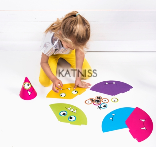 Парти шапки крафт с чудовища - 16 см - 6 броя / Craft Birthday Party Hats With Monsters - 16 cm - 6 pieces