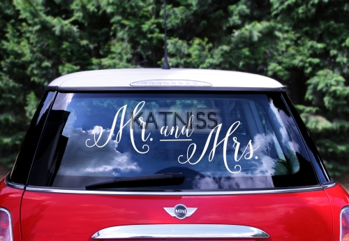 Стикер за кола "Mr and Mrs" / Car Sticker "Mr and Mrs"