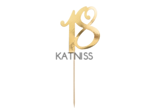 Топер за торта "18" - златист - 20.5 см / Gold Cake Topper "18" - 20.5 cm