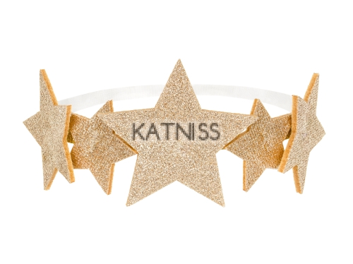 Диадема със звезди - златиста - 12 см / Gold Diadem With Stars - 12 cm