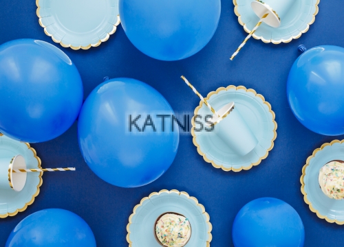 Картонени светло сини чинийки - 18 см - 6 броя / Paper White Blue Plates - 18 cm - 6 pieces