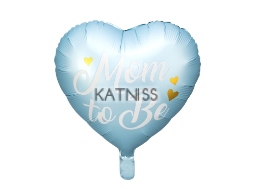 Фолиев балон под формата на сърце "Mom To Be" - син - 35 см / Blue Heart Foil Balloon "Mom To Be" - 35 cm