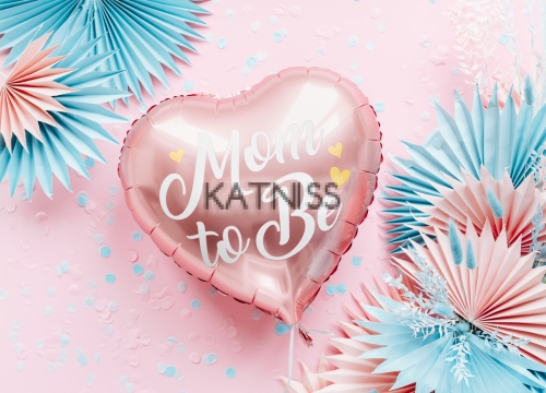 Фолиев балон под формата на сърце "Mom To Be" - розов - 35 см / Pink Heart Foil Balloon "Mom To Be" - 35 cm