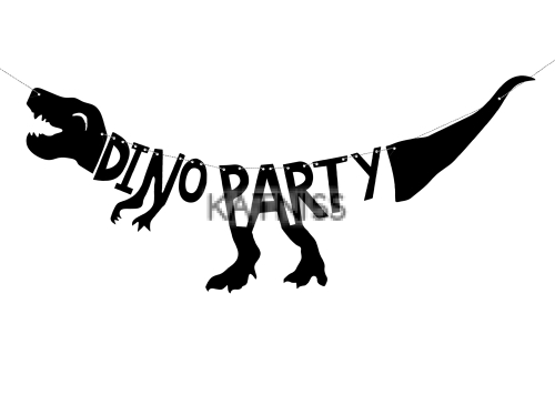 Банер с динозавър "Dino Party" - 20x90 см / Banner With Dinosaur "Dino Party" - 20x90 cm