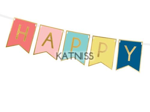 Банер "Happy Birthday" - 15x175 см / Banner "Happy Birthday" - 15x175 cm
