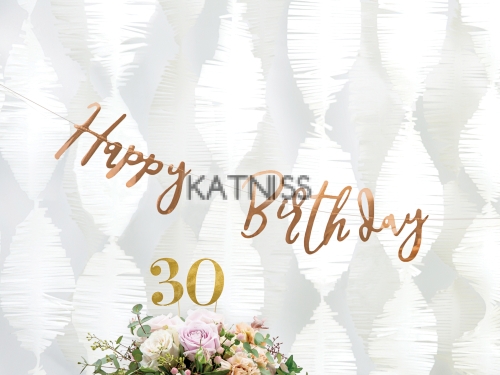 Банер "Happy Birthday" - розово-златист - 16.5х62 см / Rose Gold Banner "Happy Birthday" - 16.5x62 cm