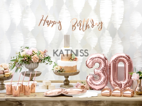 Банер "Happy Birthday" - розово-златист - 16.5х62 см / Rose Gold Banner "Happy Birthday" - 16.5x62 cm