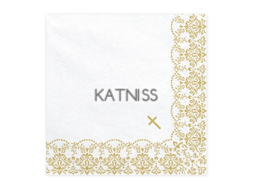 Салфетки за Кръщене - бяло и златисто - 33х33 см - 20 броя / Baptism Napkins - White And Gold - 33x33 cm - 20 pieces