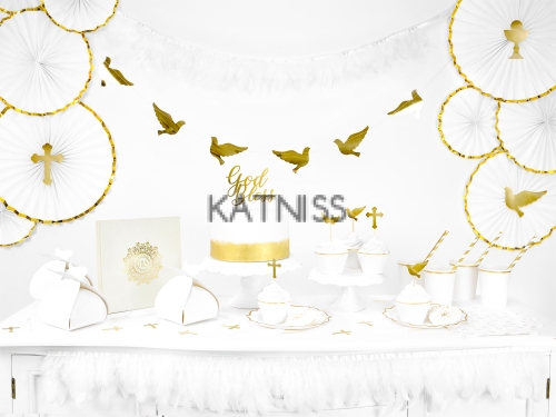 Салфетки за Кръщене - бяло и златисто - 33х33 см - 20 броя / Baptism Napkins - White And Gold - 33x33 cm - 20 pieces