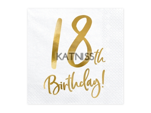 Салфетки за 18-ти рожден ден - 33х33 см - 20 броя / 18th Birthday Napkins - 33x33 cm - 20 pieces