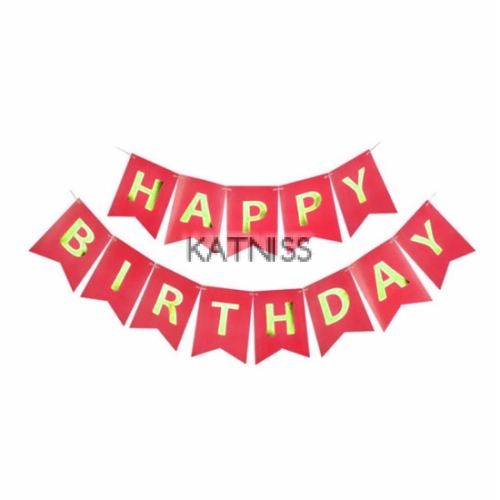 Банер "Happy Birthday" - червен - 2 м / Red Banner "Happy Birthday" - 2 m