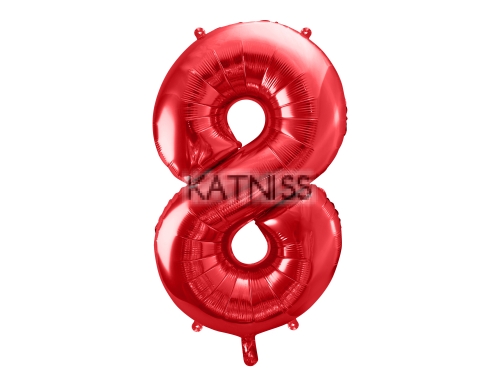 Фолиев балон цифра от 0 до 9 - червен - 86 см / Foil Balloon Numbers From 0 To 9 - Red - 86 cm