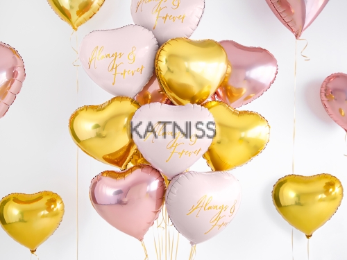 Фолиев балон сърце - златист - 45 см / Gold Heart Foil Balloon - 45 cm