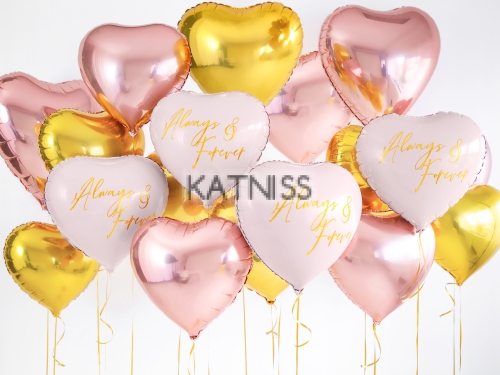 Фолиев балон сърце - златист - 45 см / Gold Heart Foil Balloon - 45 cm