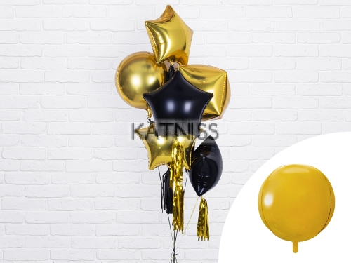 Фолиев балон топка - златист - 40 см / Gold Ball Foil Balloon - 40 cm