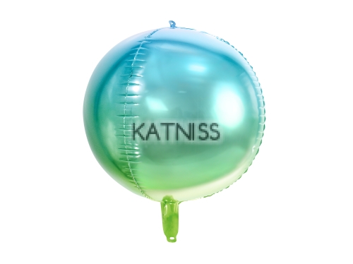 Фолиев балон топка - синьо-зелен - 35 см / Blue Green Ball Foil Balloon - 35 cm