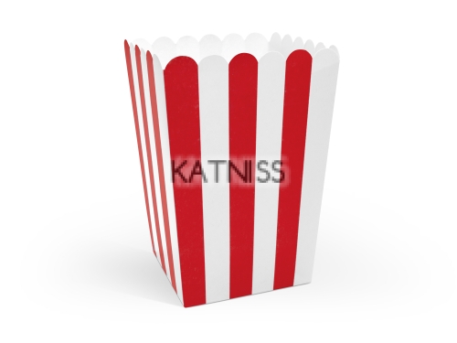 Кутия за пуканки на райе - 7х7х12.5 см / Stripe Popcorn Box - 7x7x12.5 cm