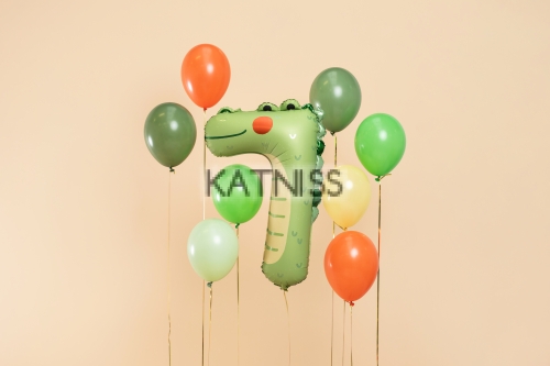 Фолиев балон "7" крокодил - 56х85 см / Crocodile Foil Balloon Number "7" - 56x85 cm