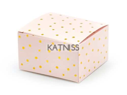 Светло розова кутия на точки - 6х3.5х5 см / White Pink Box With Dots - 6x3.5x5 cm