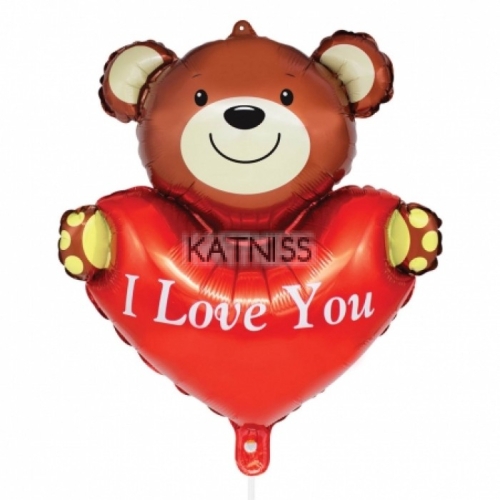 Балон "I Love You" с мече и сърце / Foil Balloon "I Love You" With Bear And Heart