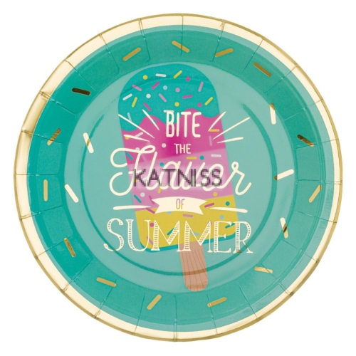 Картонени чинии със сладолед - 6 броя - 23 см / Ice Cream Paper Plate - 6 pieces - 23 cm