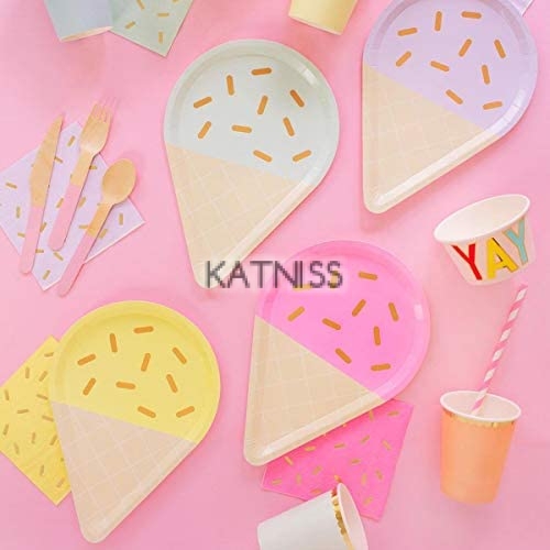 Картонени чинии под формата на сладолед - 6 броя / Ice Cream Paper Plates - 6 pieces