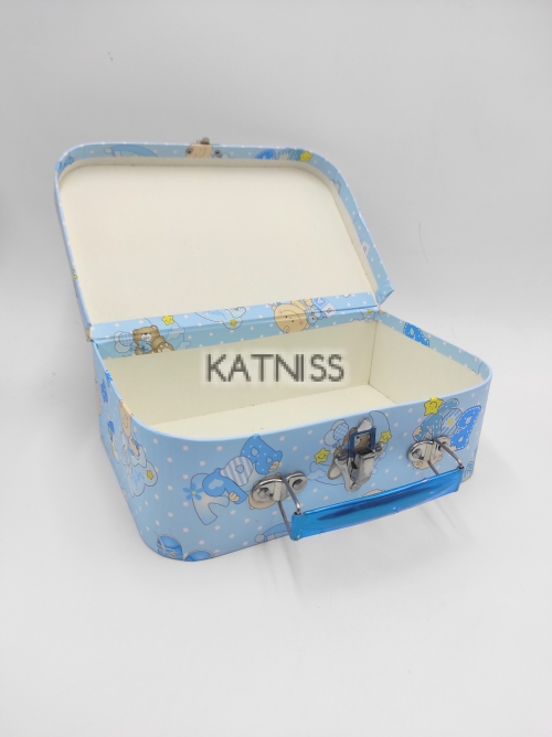 Синя подаръчна кутия - куфар - 21х13 см / Blue present box - suitcase - 21x13 cm
