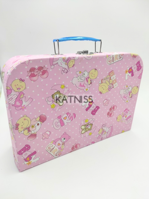 Розова подаръчна кутия - куфар - 28х19 см / Pink present box - suitcase - 28x19 cm