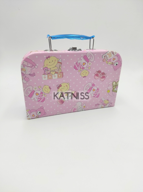 Розова подаръчна кутия - куфар - 21х13 см / Pink present box - suitcase - 21x13 cm