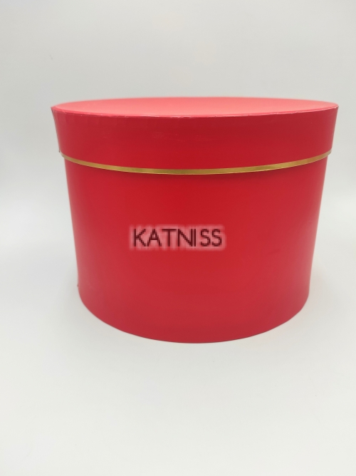 Червена кръгла подаръчна кутия - 25 см / Red oval present box - 25 cm