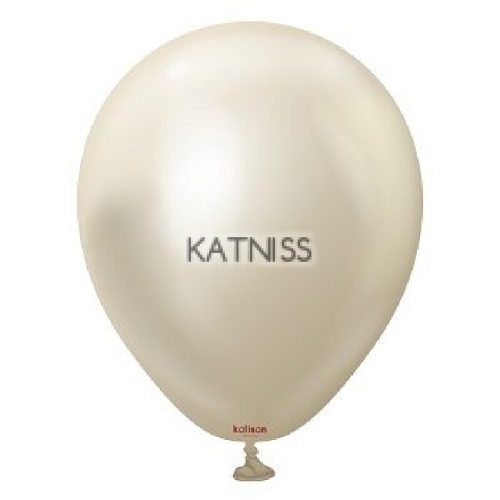 Балон хром в цвят бяло злато - 12 см / White gold balloon chrome - 12 cm