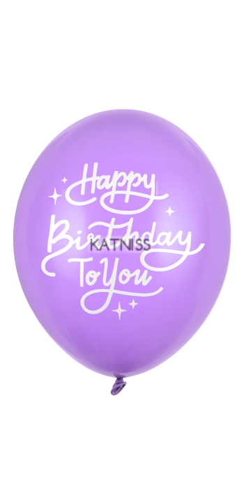 Латексов балон "Happy Birthday To You" - лилав - 30 см / Balloon "Happy Birthday To You" - purple - 30 cm