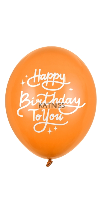 Латексов балон "Happy Birthday To You" - оранжев - 30 см / Balloon "Happy Birthday To You" - orange - 30 cm