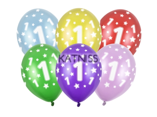 Латексови балони "1" в различни цветове - 30 см / Balloons "1" in different colours - 30 cm