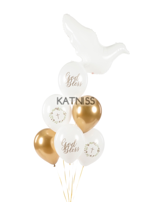 Бял латексов балон с кръст - 30 см / White balloon with cross - 30 cm