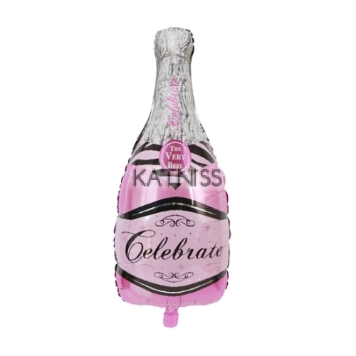 Фолиев балон под формата на бутилка шампанско "Celebrate" - розов / Champagne bottle foil balloon "Calebrate" - pink