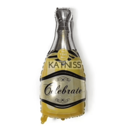 Фолиев балон под формата на бутилка шампанско "Celebrate" - жълт / Champagne bottle foil balloon "Celebrate" - yellow
