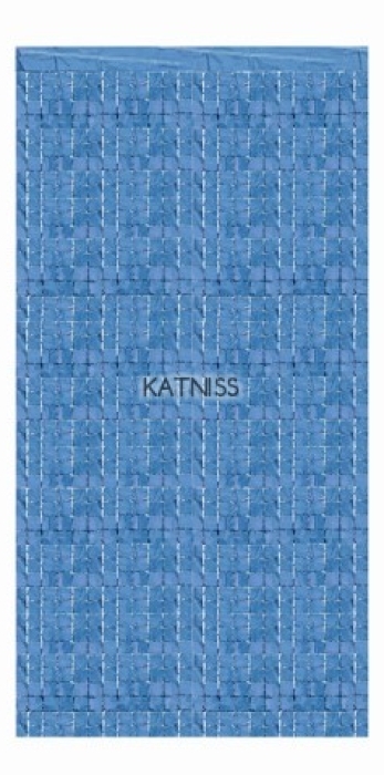 Светло синя парти завеса на квадратчета / Square white blue party curtain