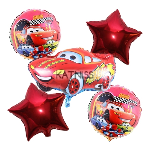Комплект фолиеви балони с Колички Макуин - 5 броя / Foil balloons with Lightning McQueen Cars - 5 pieces