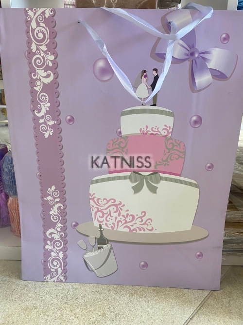 Лилава подаръчна торбичка с торта / Purple present bag with cake