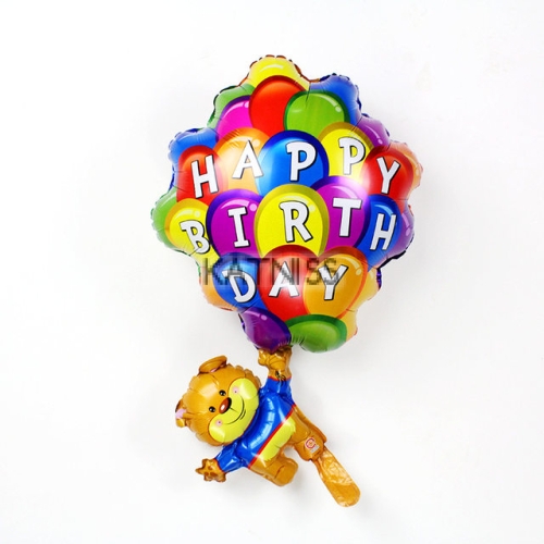 Фолиев балон под формата на мече с балони "Happy Birthday" / Bear With Balloons Foil Balloon "Happy Birthday"