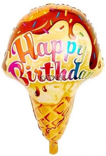 Фолиев балон под формата на сладолед "Happy Birthday" / Ice Cream Foil Balloon "Happy Birthday"