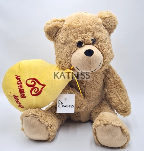 Кафяво плюшено мече с балон "Happy Birthday" / Brown teddy bear with balloon "Happy Birthday"