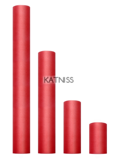 Червен гладък тюл - 15 см/9 м
