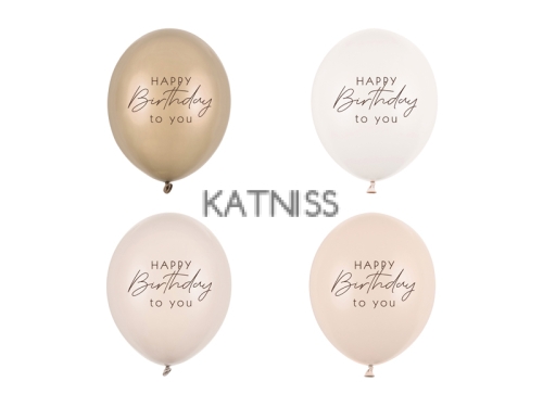  Балони “Happy Birthday to You”златист, бял, светло сив и бежов