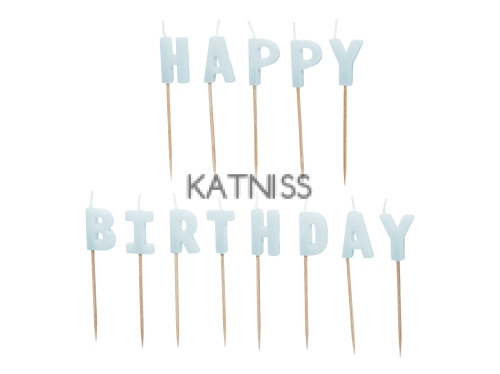  **Свещички за рожден ден “HAPPY BIRTHDAY” – Светлосини** 13бр.