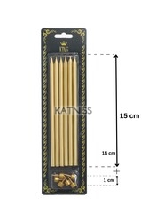 Gold cake candles 15 cm set 12 pieces for birthday