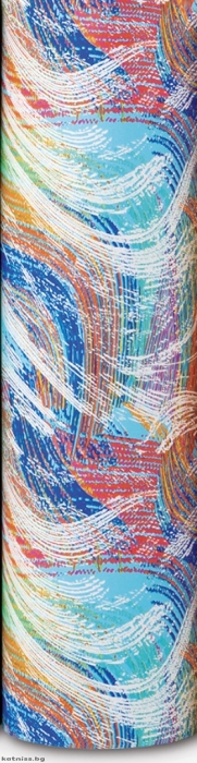 Packing paper with blue and orange abstract waves