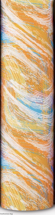 Packing paper with orange and yellow wavy lines